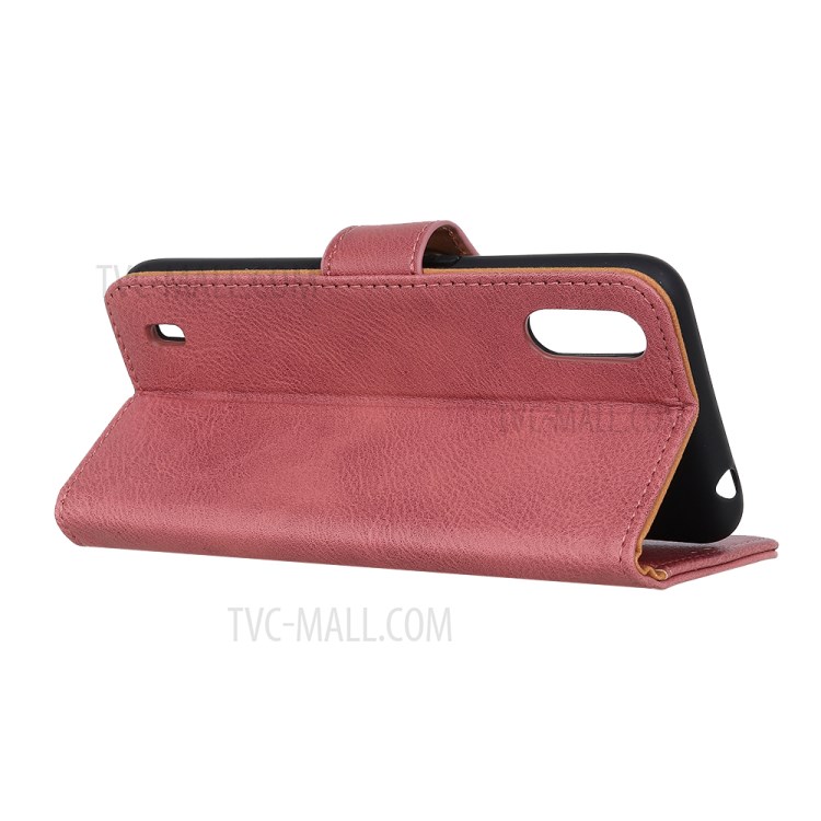 KHAZNEH Leather Stand Case with Card Slots for Samsung Galaxy A01 - Pink-9