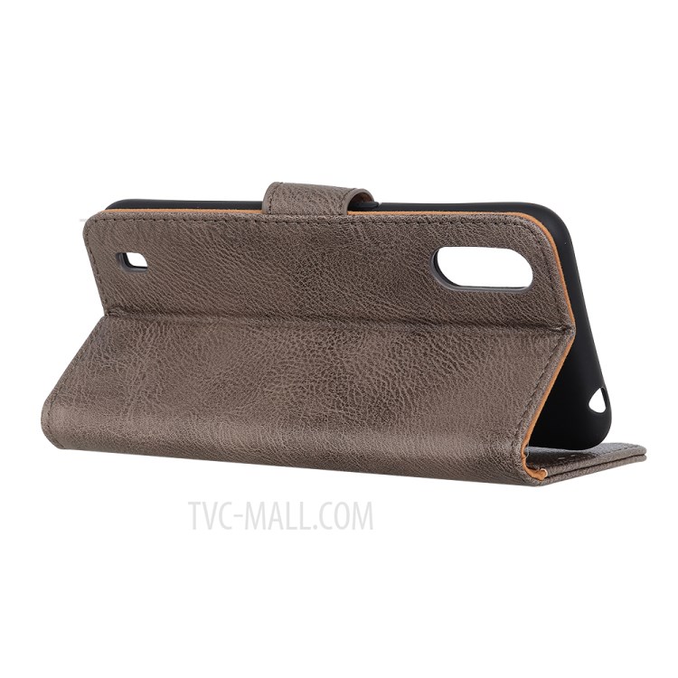 KHAZNEH Leather Stand Case with Card Slots for Samsung Galaxy A01 - Grey-9