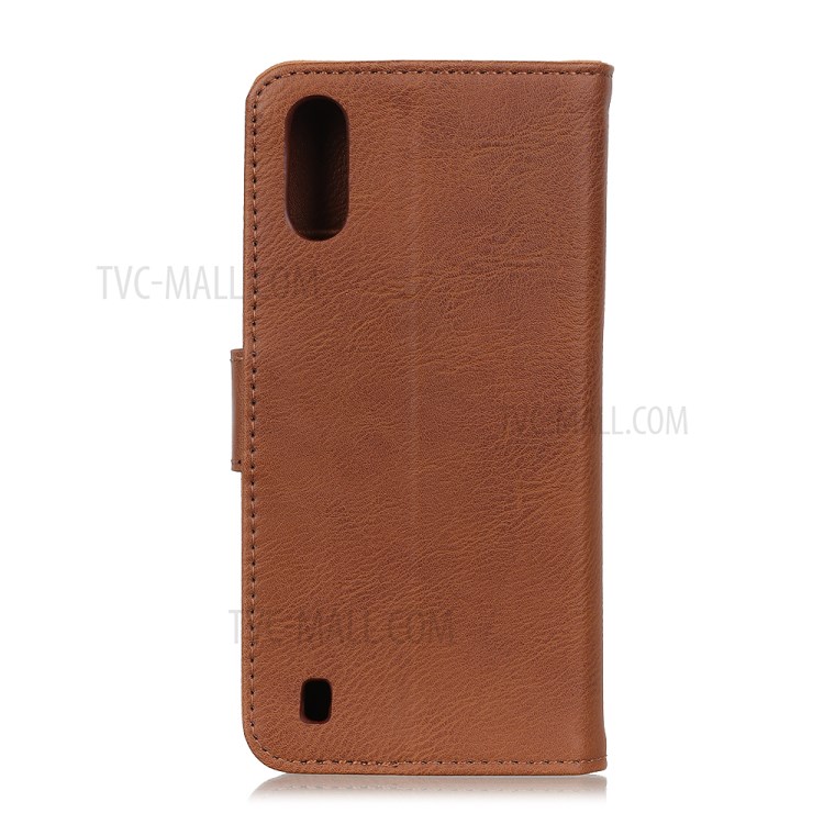KHAZNEH Leather Stand Case with Card Slots for Samsung Galaxy A01 - Brown-8