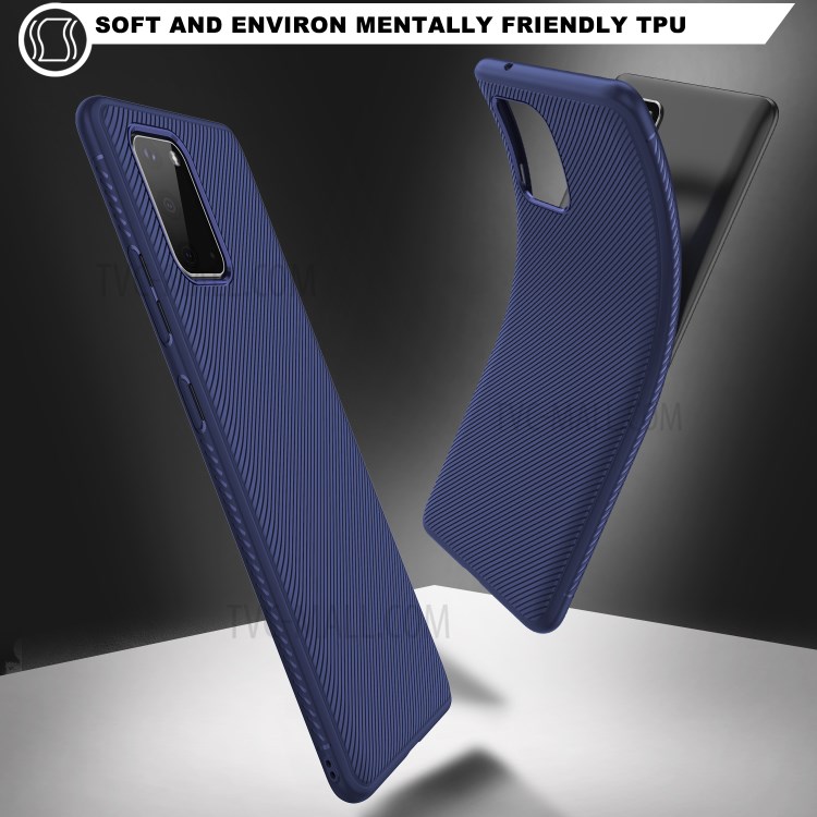 Jazz Series Twill Texture TPU Back Cover for Samsung Galaxy S20 - Blue-3