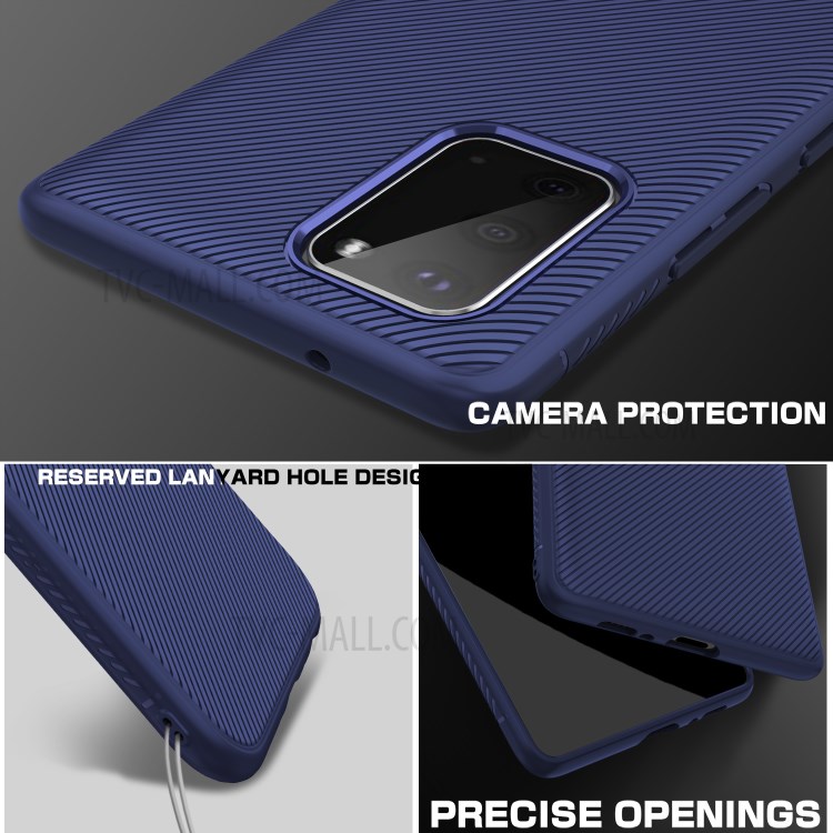 Jazz Series Twill Texture TPU Back Cover for Samsung Galaxy S20 - Blue-4