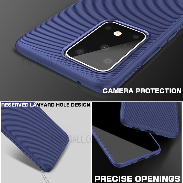 Serie Jazz Twill Texture TPU Mobile Case Per Samsung Galaxy S20 Ultra - Blu-4