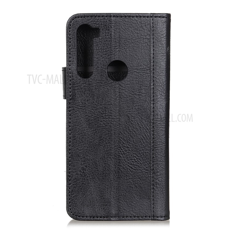Single Brass Button Litchi Skin Leather Cell Phone Cover for Samsung Galaxy A21 - Black-8