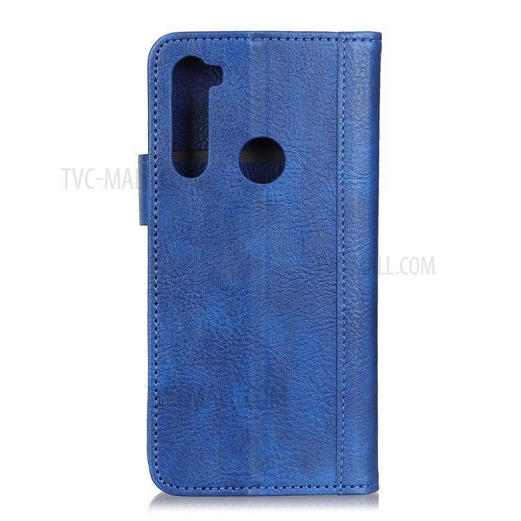 Single Brass Button Litchi Skin Leather Cell Phone Cover for Samsung Galaxy A21 - Blue-8