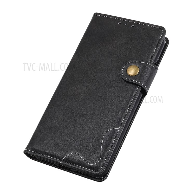 S Shape Textured PU Leather Case Cover for Samsung Galaxy A21 - Black-5