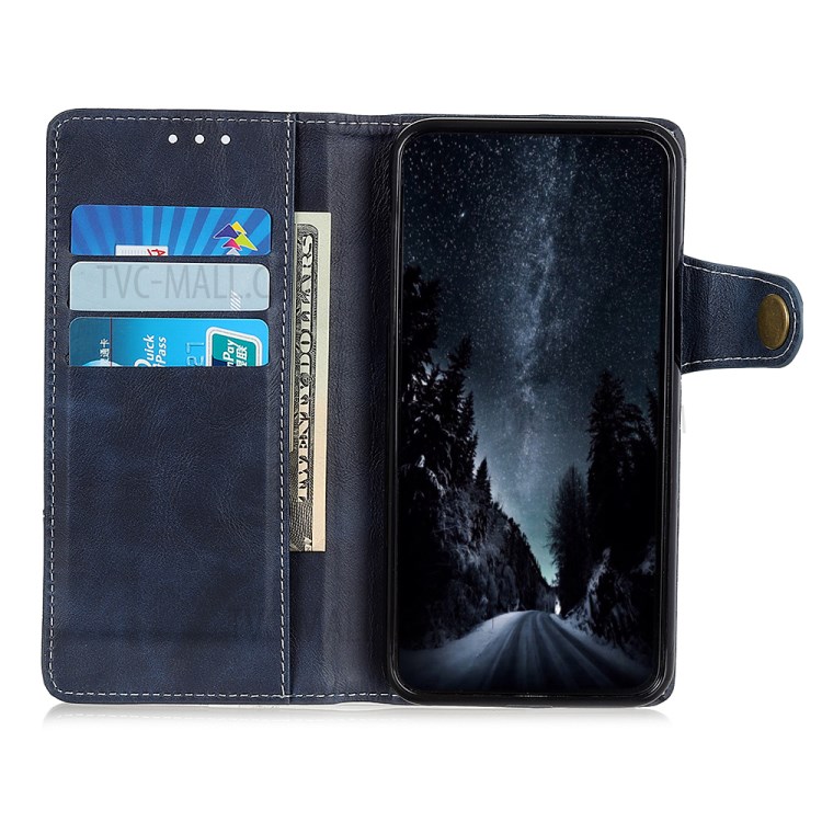 S Shape Textured PU Leather Case Cover for Samsung Galaxy A21 - Blue-9
