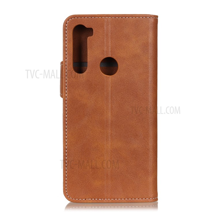 S Shape Textured PU Leather Case Cover for Samsung Galaxy A21 - Brown-10