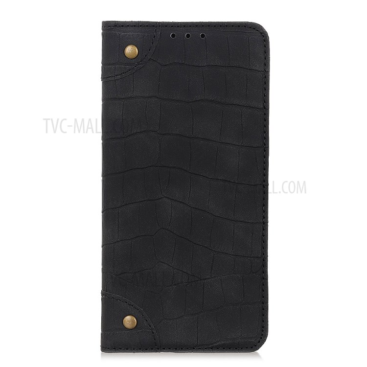 Crocodile Texture Auto-absorbed Leather Wallet Shell for Samsung Galaxy A01 - Black-2