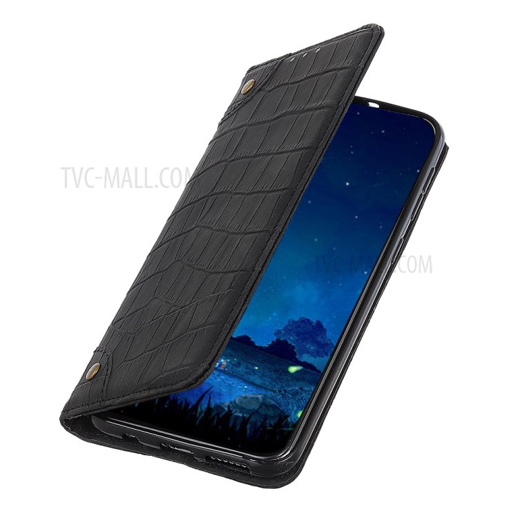 Crocodile Texture Auto-absorbed Leather Wallet Shell for Samsung Galaxy A01 - Black-3