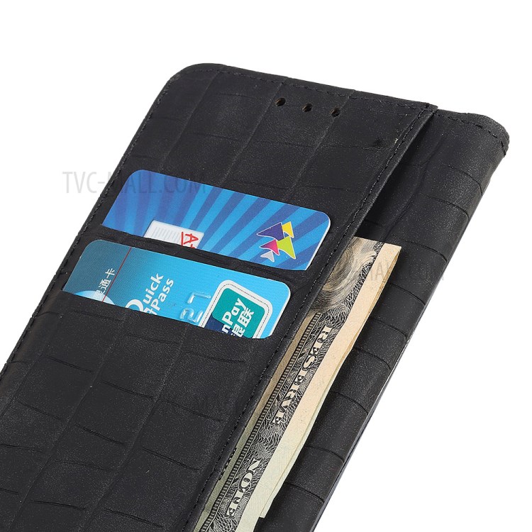 Crocodile Texture Auto-absorbed Leather Wallet Shell for Samsung Galaxy A01 - Black-4