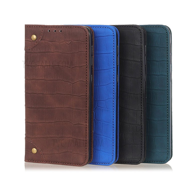 Crocodile Texture Auto-absorbed Leather Wallet Shell for Samsung Galaxy A01 - Black-9