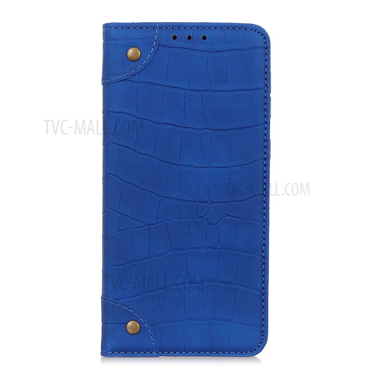 Crocodile Texture Auto-absorbed Leather Wallet Shell for Samsung Galaxy A01 - Blue-2