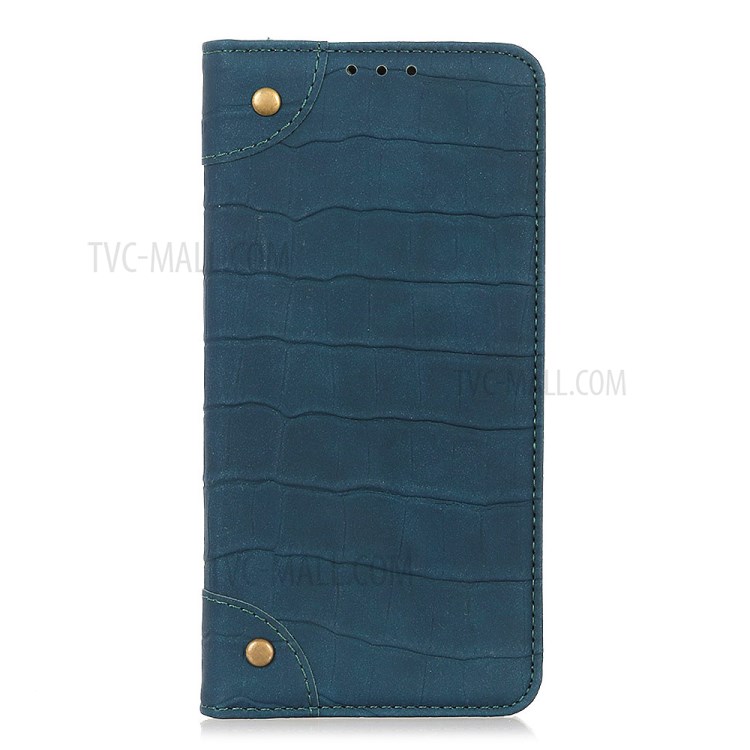 Crocodile Texture Auto-absorbed Leather Wallet Shell for Samsung Galaxy A01 - Dark Green-2