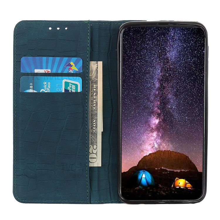 Crocodile Texture Auto-absorbed Leather Wallet Shell for Samsung Galaxy A01 - Dark Green-6