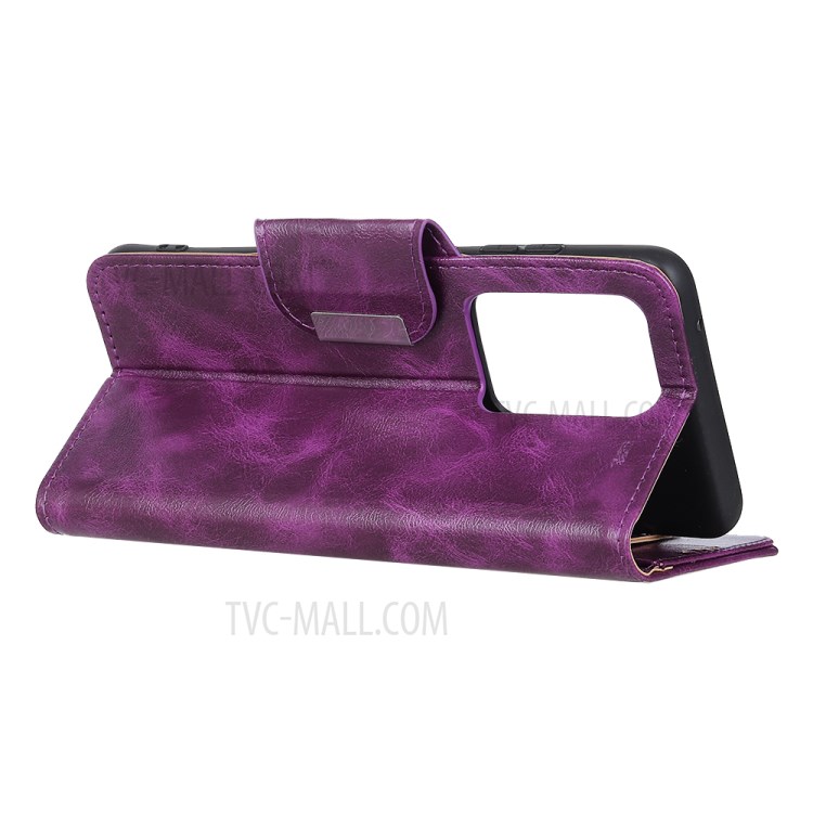6 Card Slots Crazy Horse Leather Stand Case for Samsung Galaxy S20 Ultra - Purple-7