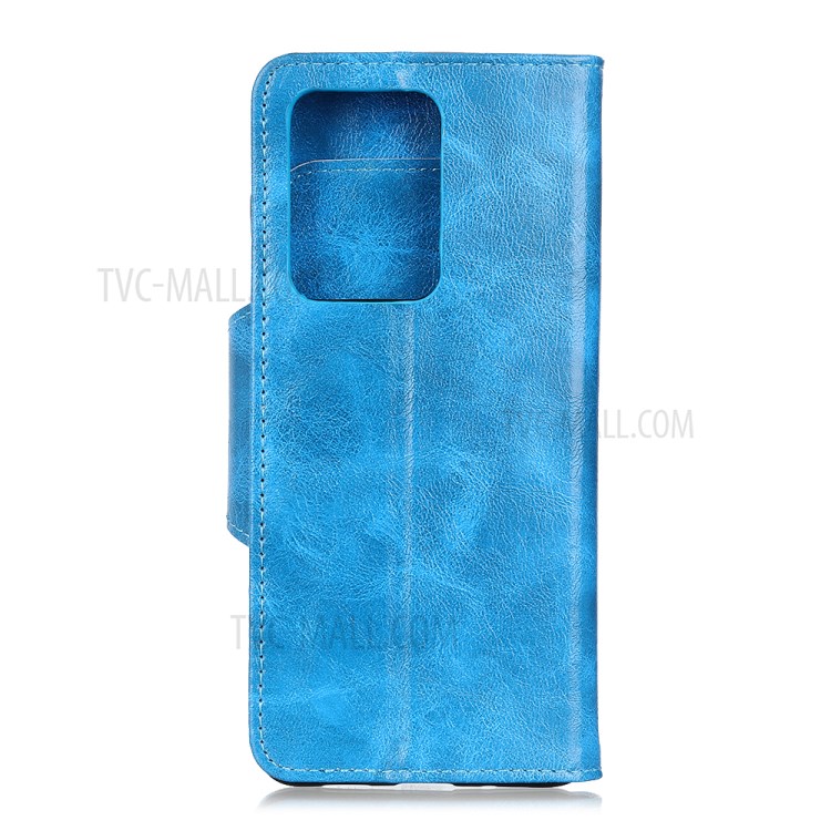 6 Card Slots Crazy Horse Leather Stand Case for Samsung Galaxy S20 - Blue-6