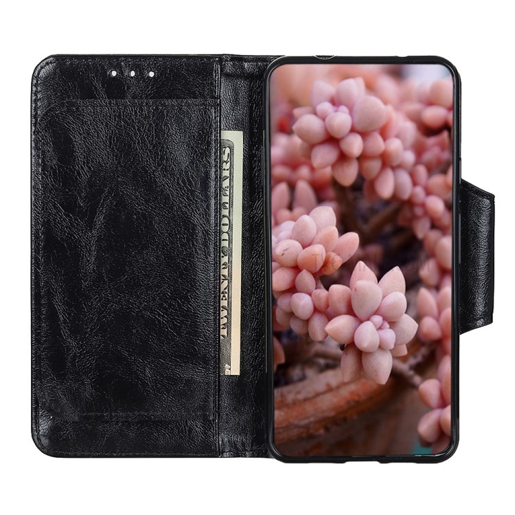 6 Card Slots Crazy Horse Leather Stand Case for Samsung Galaxy A01 - Black-3