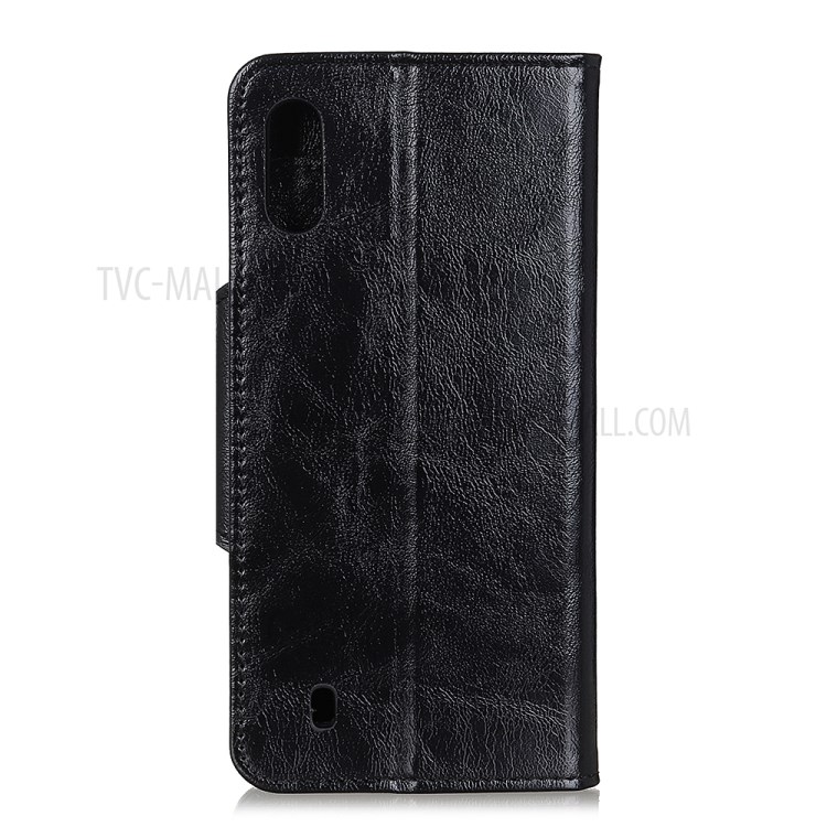 6 Card Slots Crazy Horse Leather Stand Case for Samsung Galaxy A01 - Black-6