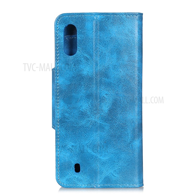 6 Card Slots Crazy Horse Leather Stand Case for Samsung Galaxy A01 - Blue-6