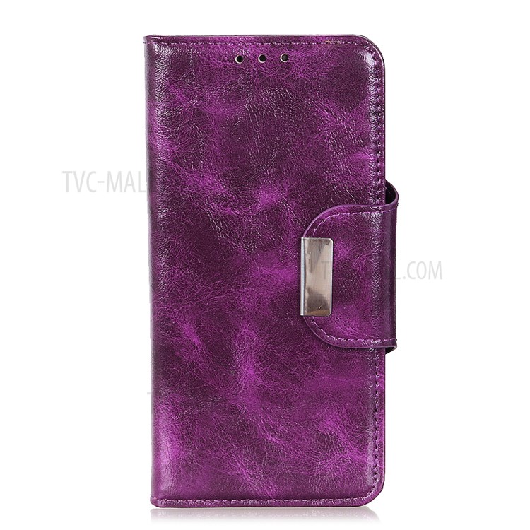 6 Card Slots Crazy Horse Leather Stand Case for Samsung Galaxy A01 - Purple-2