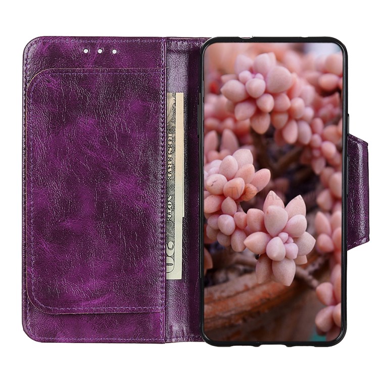 6 Card Slots Crazy Horse Leather Stand Case for Samsung Galaxy A01 - Purple-4