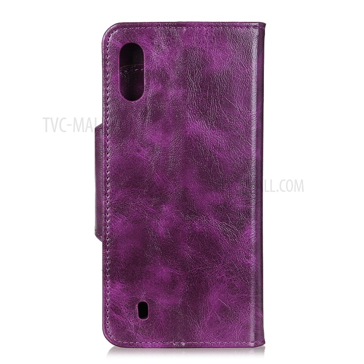 6 Card Slots Crazy Horse Leather Stand Case for Samsung Galaxy A01 - Purple-6
