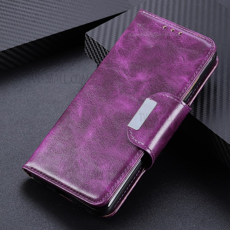 6 Card Slots Crazy Horse Leather Stand Case for Samsung Galaxy A01 - Purple-8