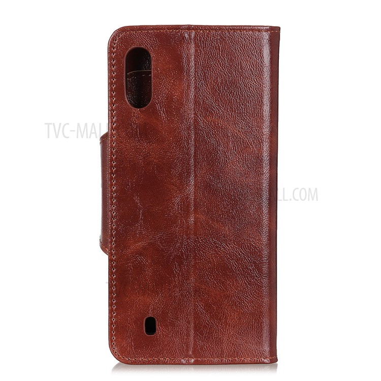 6 Card Slots Crazy Horse Leather Stand Case for Samsung Galaxy A01 - Brown-6