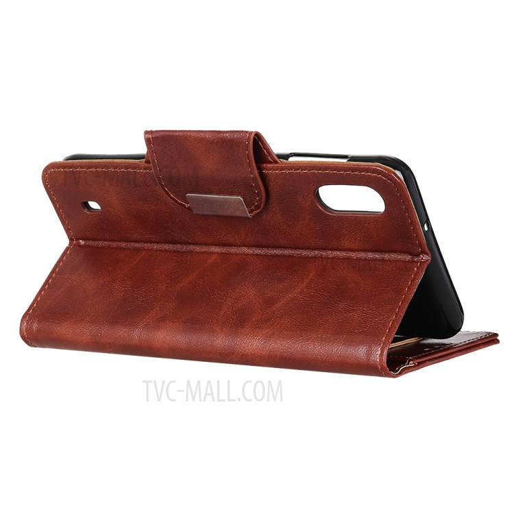 6 Card Slots Crazy Horse Leather Stand Case for Samsung Galaxy A01 - Brown-7