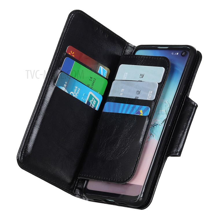 6 Card Slots Crazy Horse Texture Leather Stand Case for Samsung Galaxy A21 - Black-5