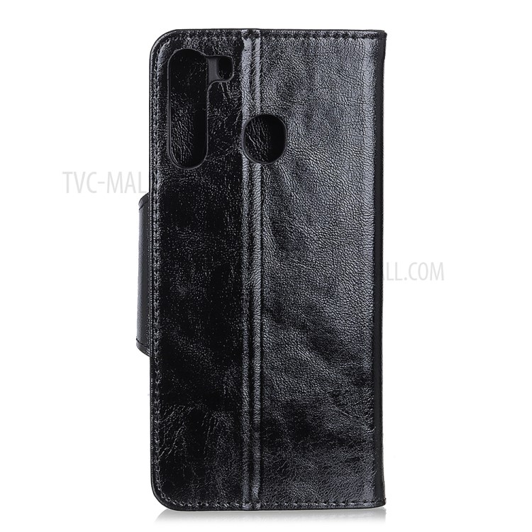 6 Card Slots Crazy Horse Texture Leather Stand Case for Samsung Galaxy A21 - Black-6