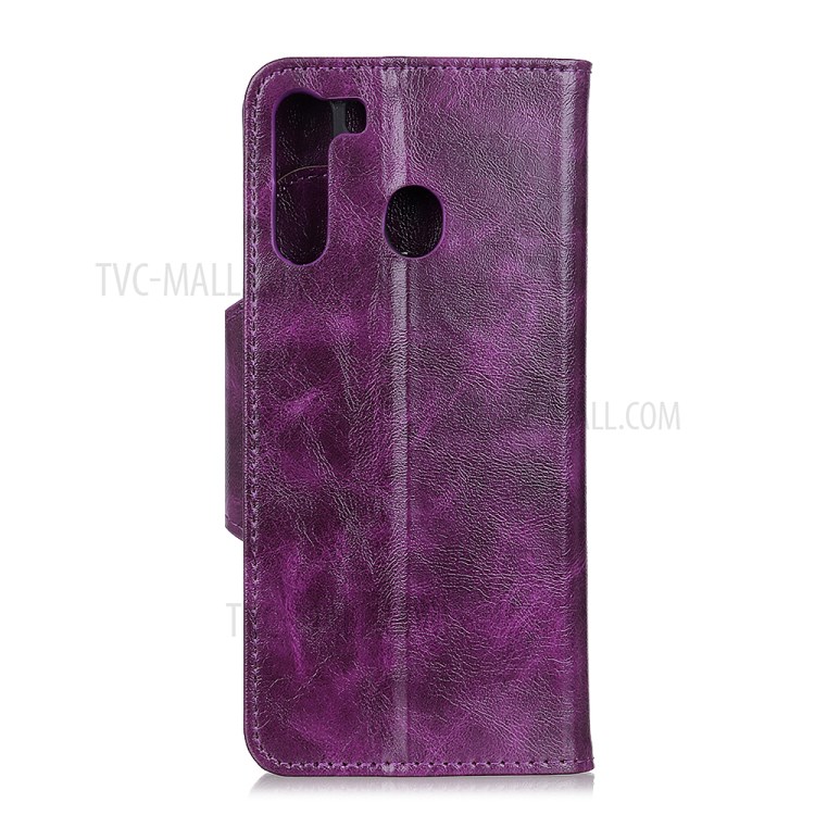 6 Card Slots Crazy Horse Texture Leather Stand Case for Samsung Galaxy A21 - Purple-6