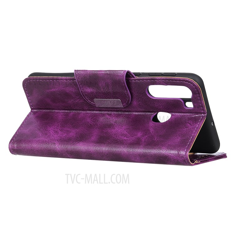 6 Card Slots Crazy Horse Texture Leather Stand Case for Samsung Galaxy A21 - Purple-7