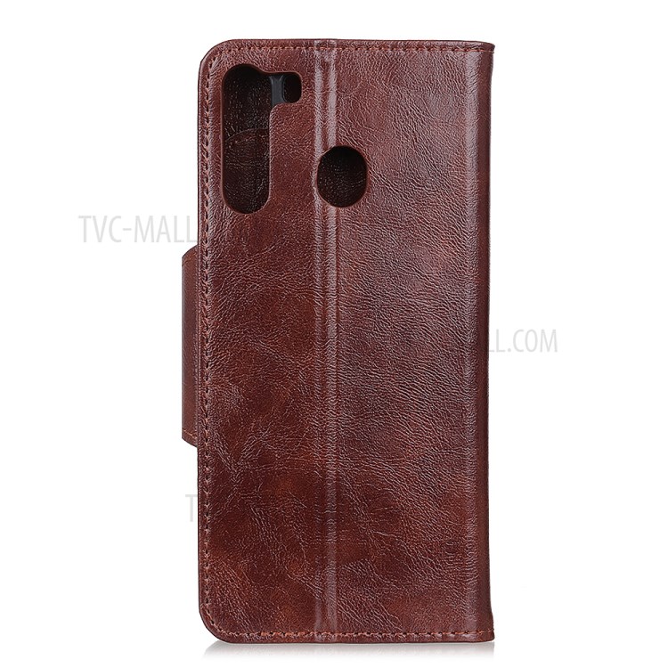 6 Card Slots Crazy Horse Texture Leather Stand Case for Samsung Galaxy A21 - Brown-6