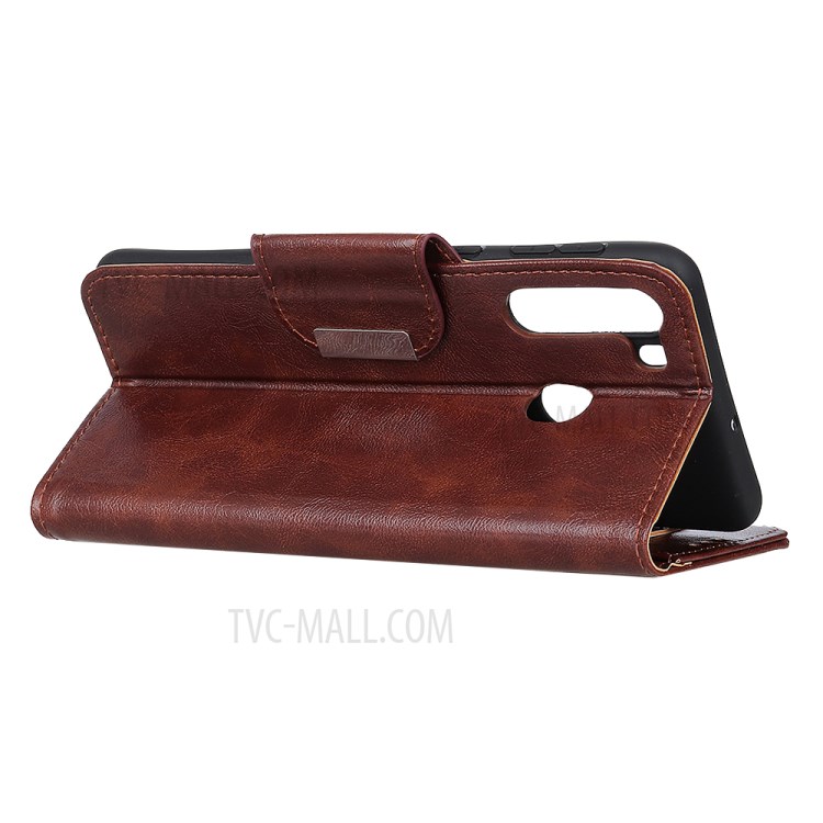 6 Card Slots Crazy Horse Texture Leather Stand Case for Samsung Galaxy A21 - Brown-7