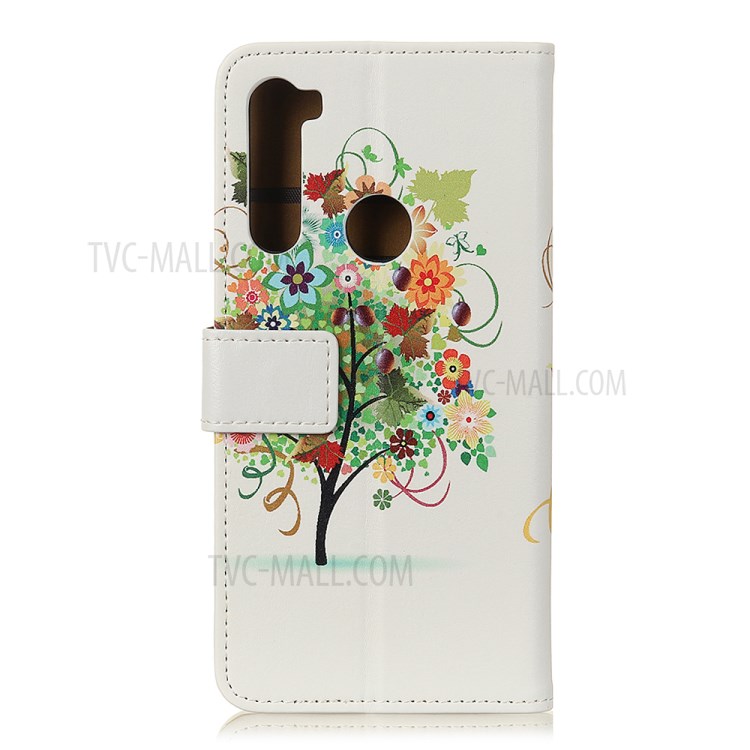 Pattern Printing PU Leather Wallet Stand Phone Case for Samsung Galaxy A21 - Colorful Tree with Grapes-2