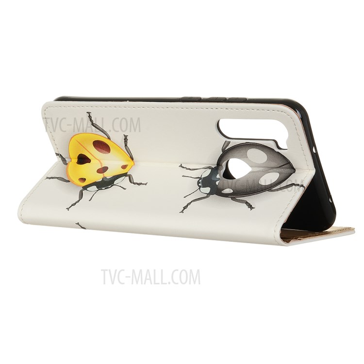 Pattern Printing PU Leather Wallet Stand Phone Case for Samsung Galaxy A21 - Ladybugs-3
