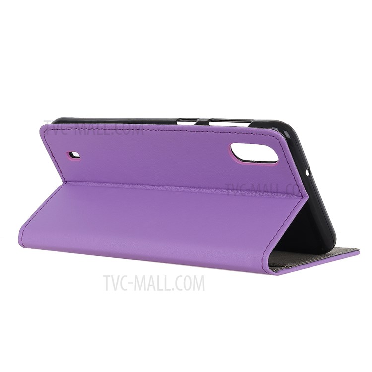 Wallet Leather Stand Shell Case for Samsung Galaxy A01 - Purple-2