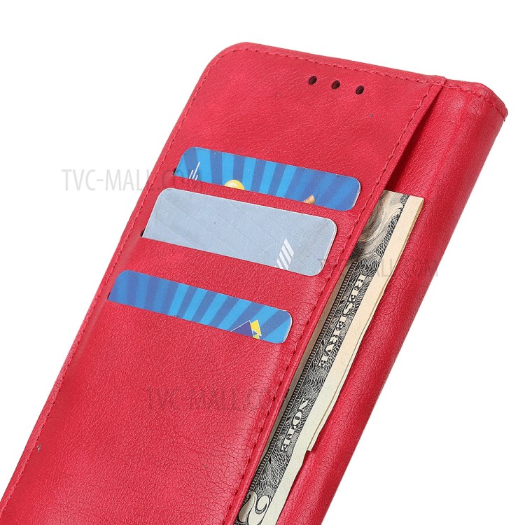 Wallet Leather Stand Case for Samsung Galaxy A01 - Red-5