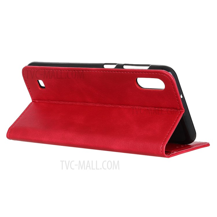 Wallet Leather Stand Case for Samsung Galaxy A01 - Red-7