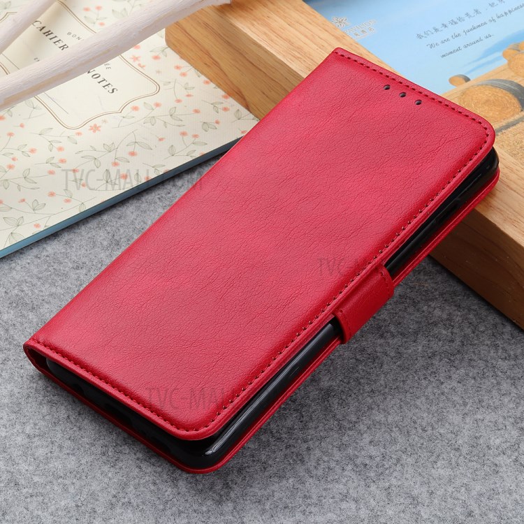 Wallet Leather Stand Case for Samsung Galaxy A01 - Red-8