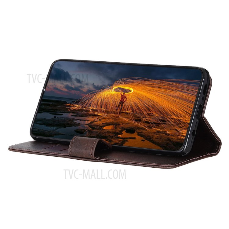 Wallet Leather Stand Case for Samsung Galaxy A01 - Brown-3
