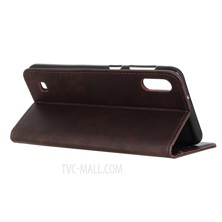 Wallet Leather Stand Case for Samsung Galaxy A01 - Brown-7