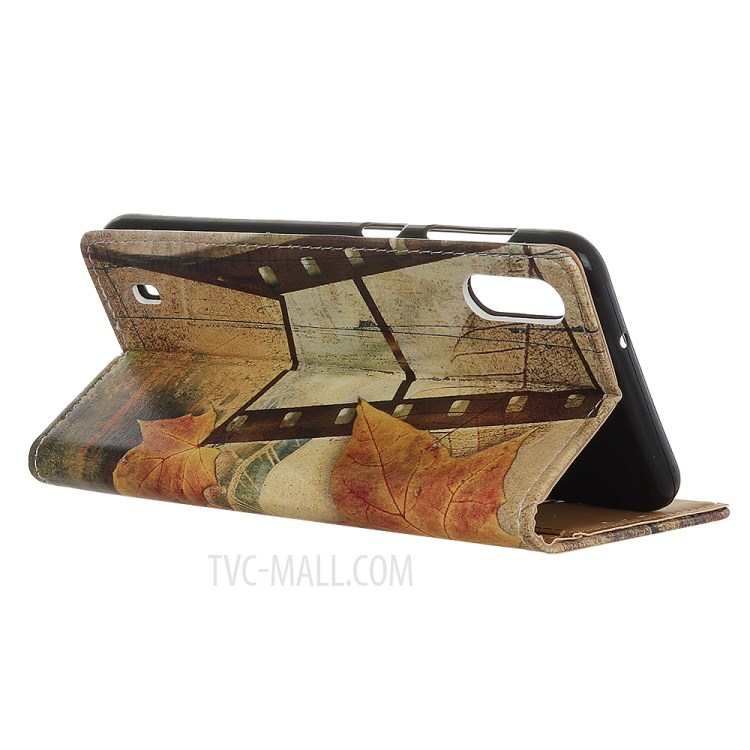 Pattern Printing PU Leather Wallet Stand Phone Case for Samsung Galaxy A01 - Eiffel Tower-3