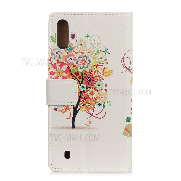 Pattern Printing PU Leather Wallet Stand Phone Case for Samsung Galaxy A01 - Colorful Tree-2
