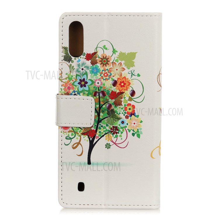Pattern Printing PU Leather Wallet Stand Phone Case for Samsung Galaxy A01 - Colorful Tree with Grapes-2