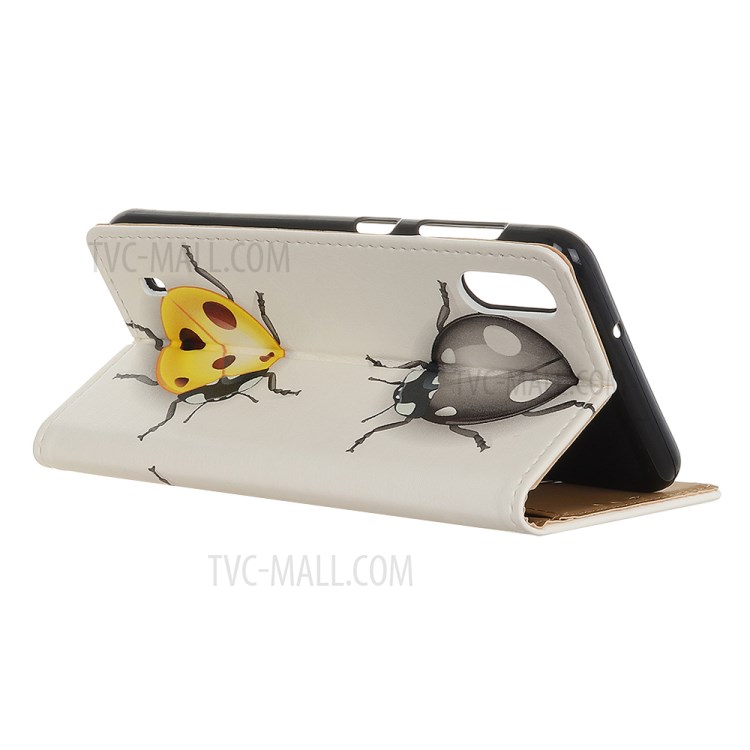 Pattern Printing PU Leather Wallet Stand Phone Case for Samsung Galaxy A01 - Ladybugs-3