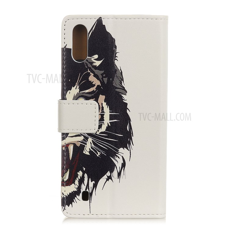 Pattern Printing PU Leather Wallet Stand Phone Case for Samsung Galaxy A01 - Tiger Face-2