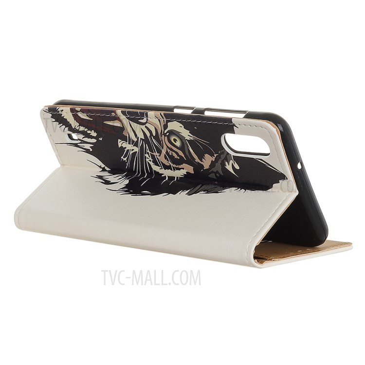 Pattern Printing PU Leather Wallet Stand Phone Case for Samsung Galaxy A01 - Tiger Face-3