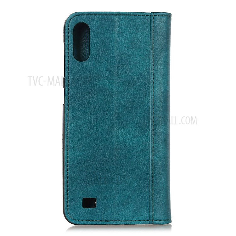 Auto-absorbed Litchi Texture Leather Wallet Case for Samsung Galaxy A01 - Dark Green-7